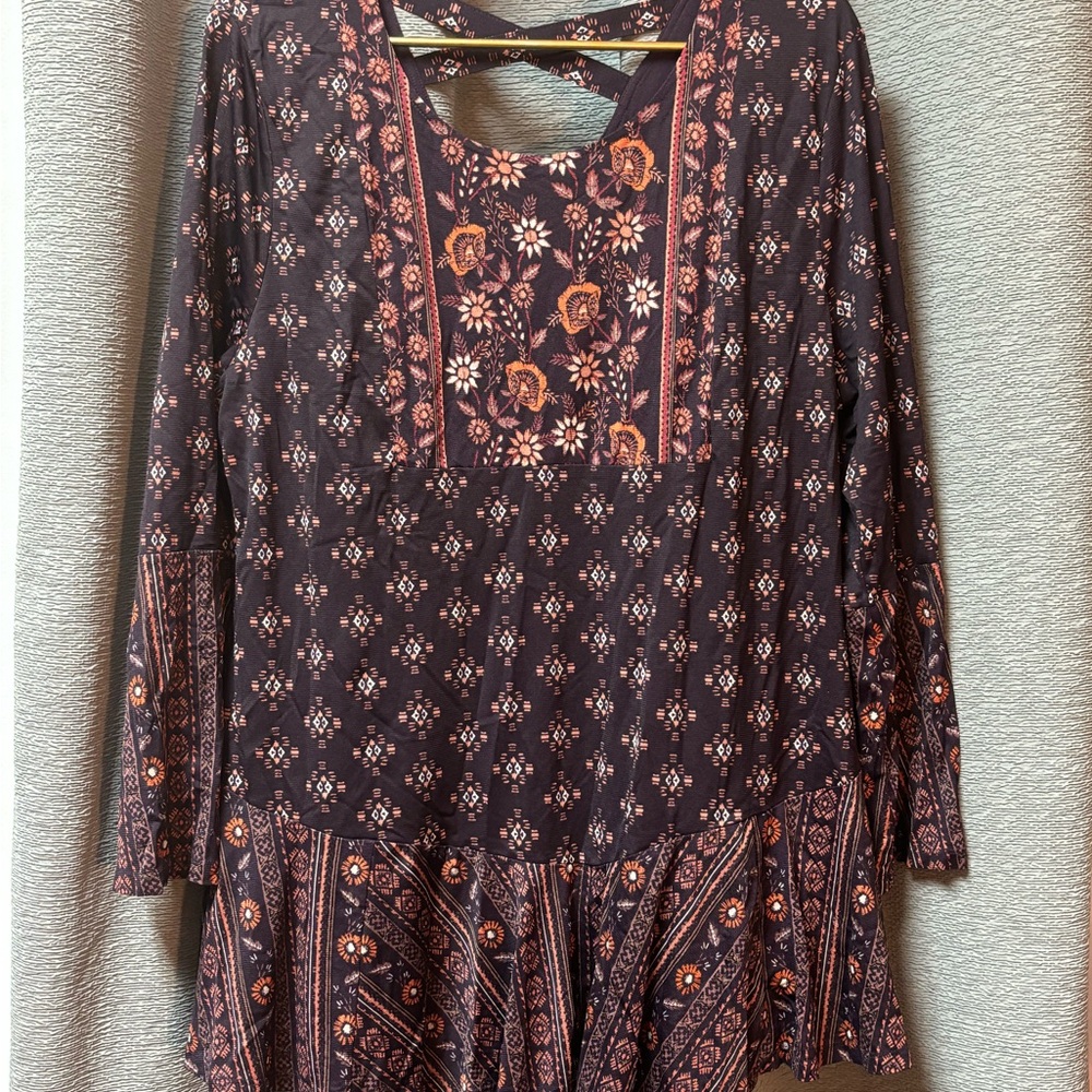 Style & Co. Black and Orange Floral Tunic